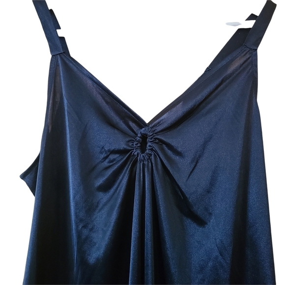 Carroll Reed black satin pull-over sleeveless v-neck  slip nightie sexy lingere - Picture 7 of 10